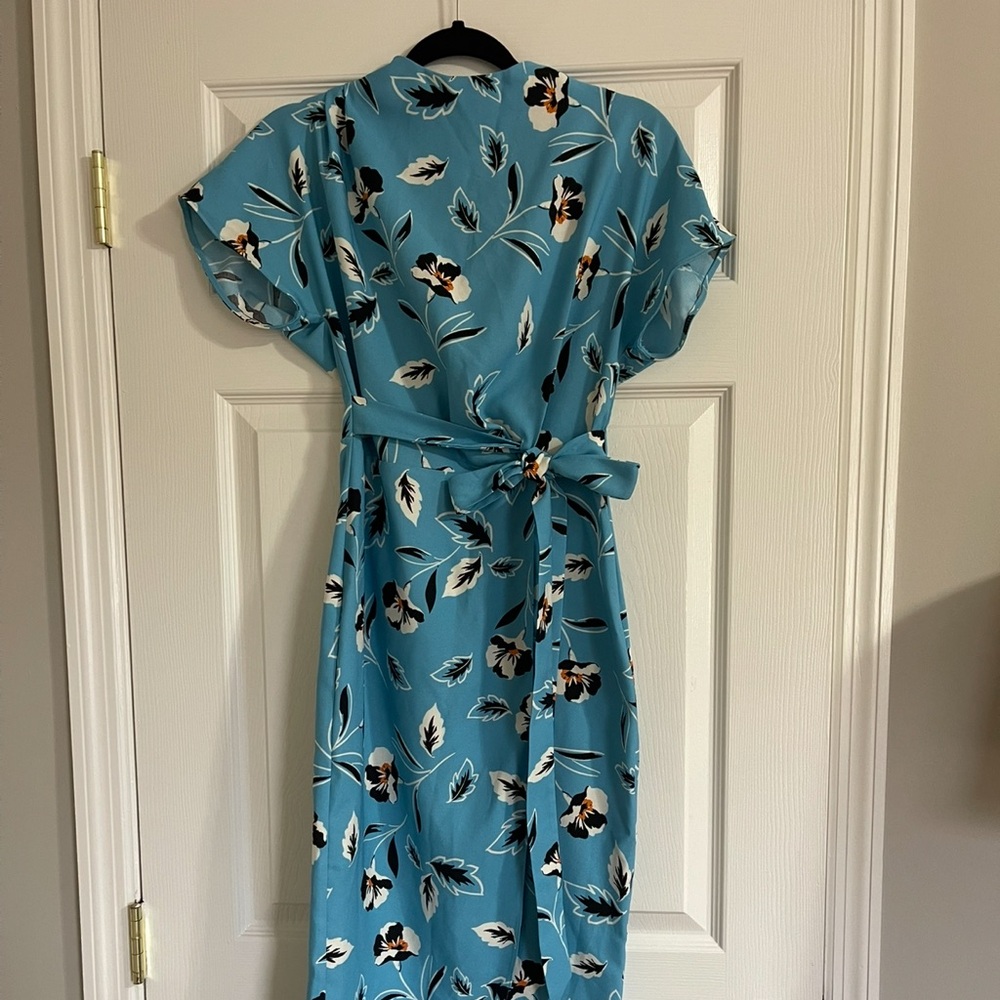 River Island Bright blue floral midi dress